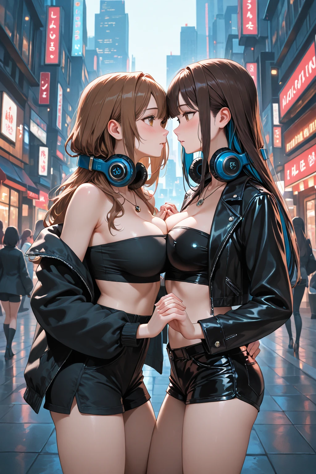 (8k ,Ultra Detailed,The best masterpiece,nature,Perfect work of art,Perfect female body),Two Women,Sister and younger sister, sisters,Rainbow hair,Perfect face,(huge ),Neighbor's Wife,woman hairstyle,elegant wife,Exquisite and inspiring ,20 years old,White skin,Messy hair,Perfect sexy body,Tone,flirtatious,Very large ,Yao Liu,Big butt very detailed,young beautiful teacher,teacher,wear glasses,Dance in a nightclub,Detail background,necklace,Perfect eyes,,T-shaped small size,huge big