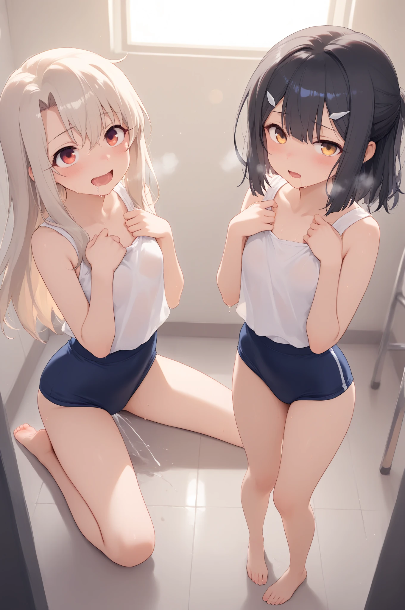 ,twins,White hair,Stockings,Young,Imprisoned,Mouth balls,a vibrator