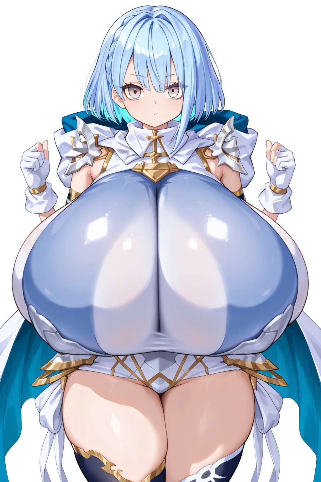 Furina(Focalors) Genshin Impact character, She is dressed in a revealing thong swimsuit. short hair(White hair with light blue edges) . (giant breasts: 2.20), Posing, (tattooed tits.), (pierced breasts) The swimsuit is a slingshot bikini, which barely covers her breasts and forms a thin strip between them, leaving her sides and back mostly exposed. cold and indifferent look. Figure with pronounced curves, giant breasts, narrow waist and wide hips. extremely voluptuous figure with much larger than normal breasts and swollen nipples. (masterpiece quality, High resolution, detailed background: 1.22),,fishnet stockings. Sitting on a giant throne made of gold. crossed legs. Whole body. tattooed body. The best quality, extremely detailed. Furina Crown Hat.

