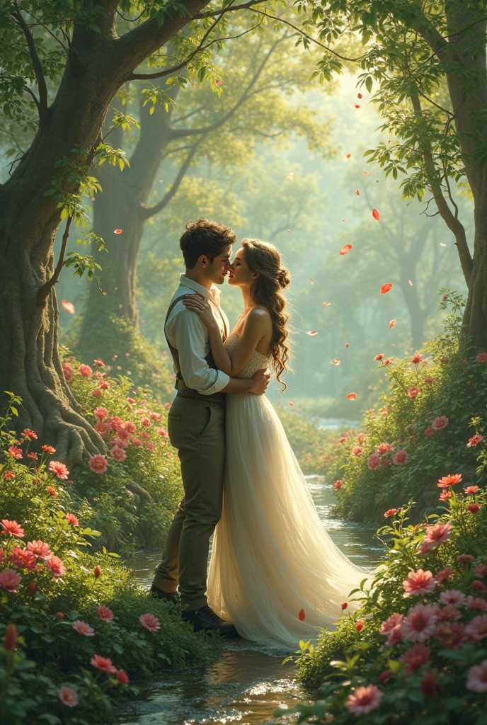 Couple in love even after death in paradise, ede garden 
