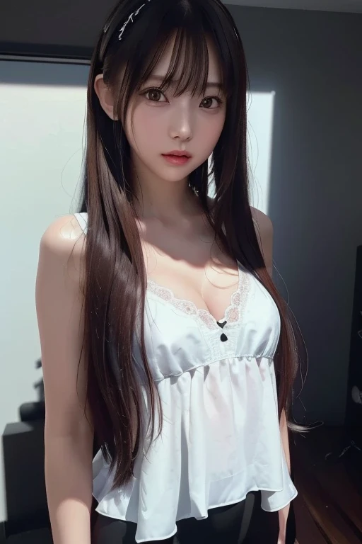 (masterpiece, Highest quality:1.2), One girl, alone,bony body、15 years old、Side lock hair、Earrings
