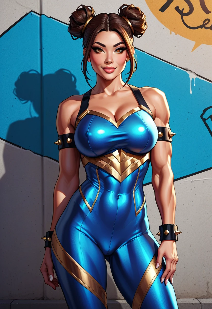 A sexy woman with big breasts athletic body superhero uniform with yellow boots yellow panties yellow glove blue and red glue blue helmet red cape breast armor nsfw MS Real Lite - Bukkake / Cum Covere