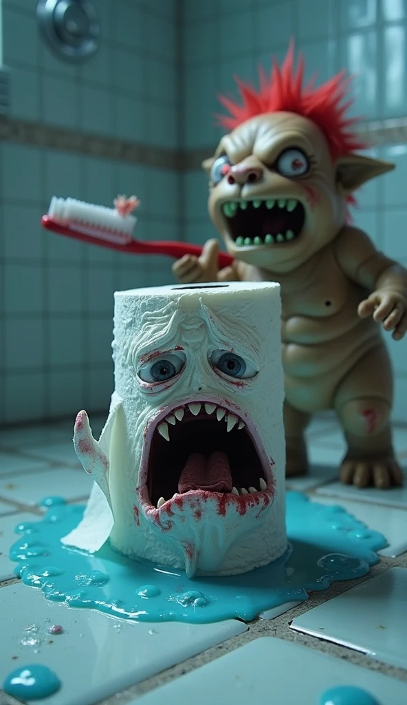 toilet brush, urshik with eyes, funny brush, brush with mouth, the brush is frightened
