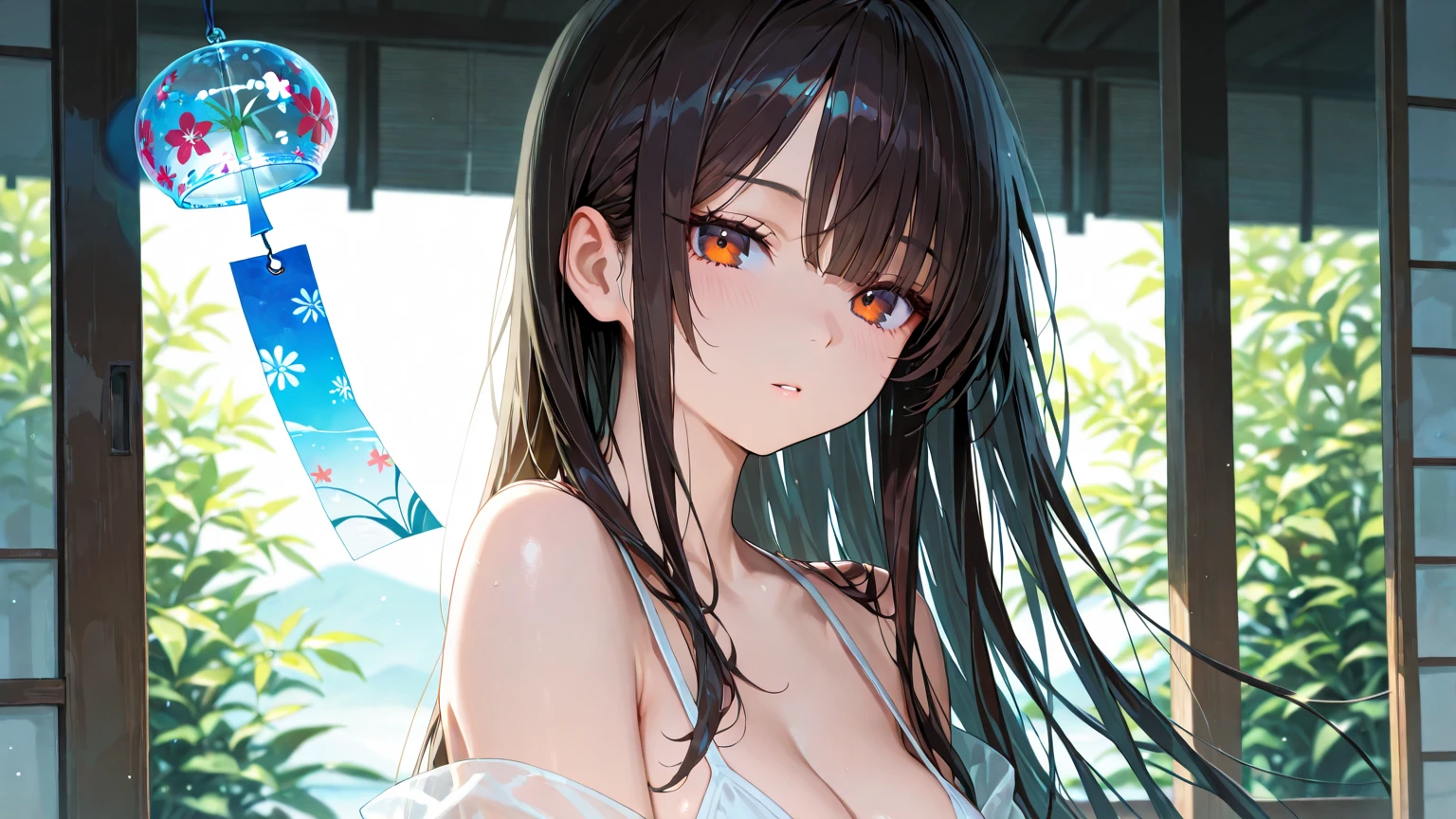 score_9, score_8_up, score_7_up, high res image,masterpiece,best quality,
1 girl,ruanyi0156,bikini, long hair,strong sunshine, small breasts,high cut,
looking down,
gravure,(ecstasy:1.2),embarrassing,blush,detailed grey eyes,tareme,anime face,
poolside background,
detailed black long hair,straight hair,
(tanline:1.2) side view,pull bikini