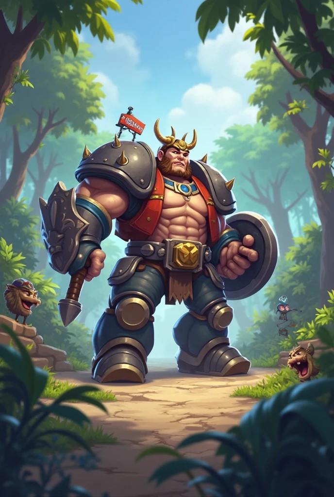 score_9, score_8_up, score_7_up, solo, male focus, chubby male, orc, green skin, tusks, beard, outdoors, micro armor , shoulder armor, breastplate, day, armor boots , (( damaged black micro tight shorts )) , full body