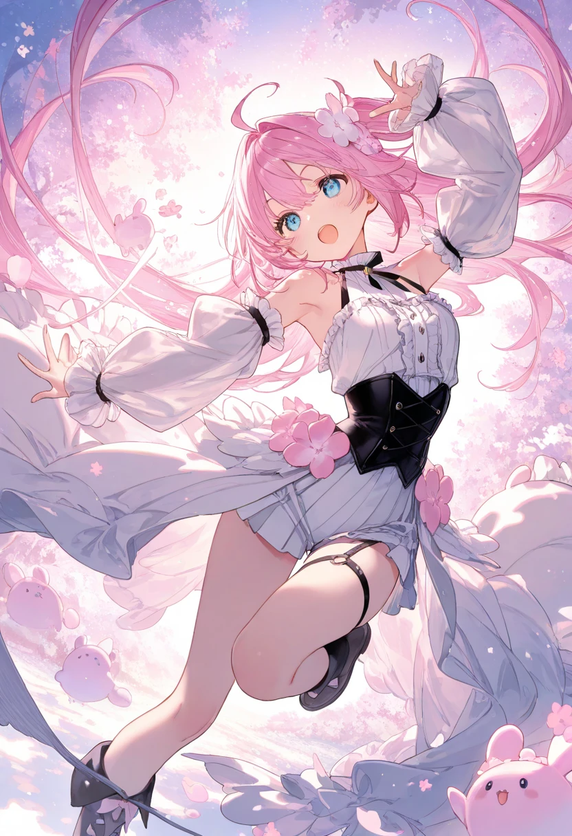 （（masterpiece：1.4，best quality））+，（Super detailed）+，（super detailed eyes）+，（Elf ears：1.5），（cute girls），15 years old，（Powder blue eyes：1.15），Long pale pink hair，curls，thick hair，red headband（changes through：1.2），Pale complexion，脸红并Smile，blood stains（她穿着的白色异域dance服装，Lilac pattern，Lots of fluff：1.5），（cyan feather hair accessories：1.4）Chain bracelet，pearl necklace，black earring ballad，coral reef，Menghua，gemstone jewelry，sea of clouds and coral，huge white ribbon，Conch headdress，black veil，Shell decoration，Fishbone decoration，With your back to everyone，take off shoulders
（Fishtail：1.1），
（Dawn light：1.2），
（Thick black and white：1.16），White lace garter stockings，（depth of field：1.4）intricate details，blended colors，Detailed route，Excellent,Super details,The content is very detailed,(high contrast:1.11),wind,Amazing cleavage,beautiful eyes,messy hair,(best illuminate，extremely delicate and beautiful), ((light)), (View from the side:1.3)，8k,masterpiece，best quality，movie stills，1 plump girl，（Close-up cleavage：1.1），bright，happiness，interesting，soft light，（Bauhaus，shape，line engineering，Abstract：1.1）official art， Unity 8k桌布， super detailed， Beautiful and beautiful， masterpiece， best quality， （dynamic angle：1.4），浪漫 depth of field 异调_dance，PerfectNwsjMajic，（masterpiece，top quality，best quality，official art，Beauty and Aesthetics：1.2），The content is very detailed，rich and colorful，highest detail，full-body shot，Smile