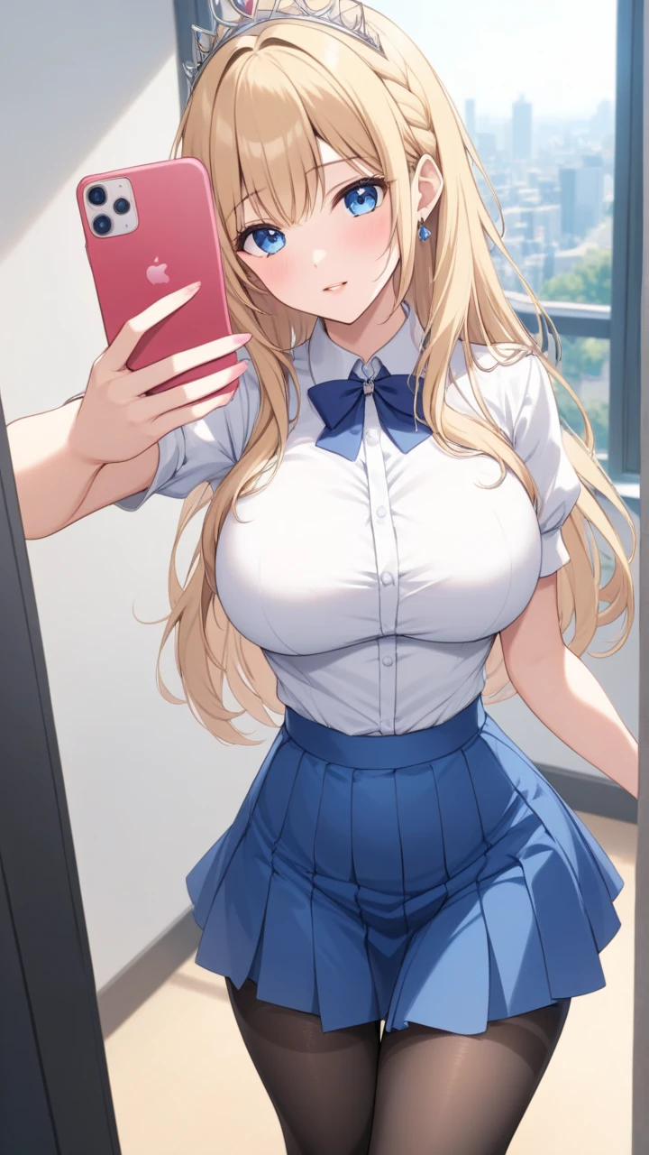 [1girl, rebecca bluegarden, eden's zero], (throw_hand, pink vibrator remote switch in throw_hand, throw:1.2), Highest quality, Super detailed, masterpiece, Ultra-high resolution, 8K, Ridiculous, Cowboy Shooting, Blurred, One girl, Focus on the girl, Embarrassing, blush, Lovely, Close one eye, With tears in her eyes and her mouth open, What saliva leaves behind, Wet skirt hem, (Sticky panties:1.1), Bulging of the vibrator cord, Vibrator with Garters, (cleavage), Classroom Background, The skirt is accidentally exposed,(large breasts), (crop top navel), (waist line), Accidentally exposed panties
