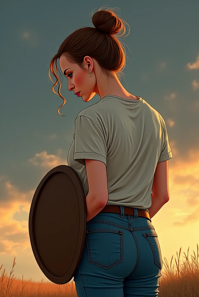 score_9, score_8_up, score_7_up, score_6_up, score_5_up, score_4_up, fkey70, h3l3n, masterpiece, best quality, high quality, hyperrealistic anime painting, anime painting, painterly, realistic painting, soft feature, detailed clothes, detailed, rembrandt lighting, solo, masterpiece, best quality, high quality, ((low depth of field)), , (beautiful landscape), BREAK woman sitting in a bus stand, 1girl, pale-skinned female, large breasts, grey eyes, black hair, ponytail hair, hair over one eye, hoop earrings, shirt, off-shoulder shirt, black topwear, jeans, looking at viewer, curious expression
