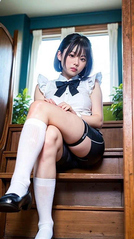 (((Bondage Suit:1.35)))、(((Black fishnet stockings:1.35)))、(((Sexy panties:1.35)))、(((High heels:1.35)))、((((Spread your legs wide、Touching the thigh、There is a lot of pubic hair showing off the crotch、large pointy breasts))))、Browsing Caution、 (Humans are biologically correct、references) 、 lose extra limbsslim limbsextra numbersmutated hands and finger fusionfingersslim bad handslong necklong body anatomybad deformationbad deformation no extra breasts、Not Futanari、Not Moriman、((In a dimly lit elevator))、lewd smile、(Realistic、Photorealistic:1.37)、(masterpiece)、(Highest quality:1.4)、(Ultra-high resolution:1.2)、(RAW Photos:1.2)、(Sharp focus:1.3)、(stand:1.2)、elegant、(Esbian all over:1.2)、(A girl wearing a detailed sailor suit and pleated skirt:1.3)、Japanese 、(A 30-year-old cosplaying as a high school girl:1.1)、(smile:1.3)、(Makes hair shine:1.3)、 Brown haired、Bobcut、 Short pleated skirt、
(Big Breasts:1.2),、Beautiful and delicate eyes、 Seeing the viewer、(Photographer secretly taking pictures of underwear under a skirt、A woman smiles as she notices this)