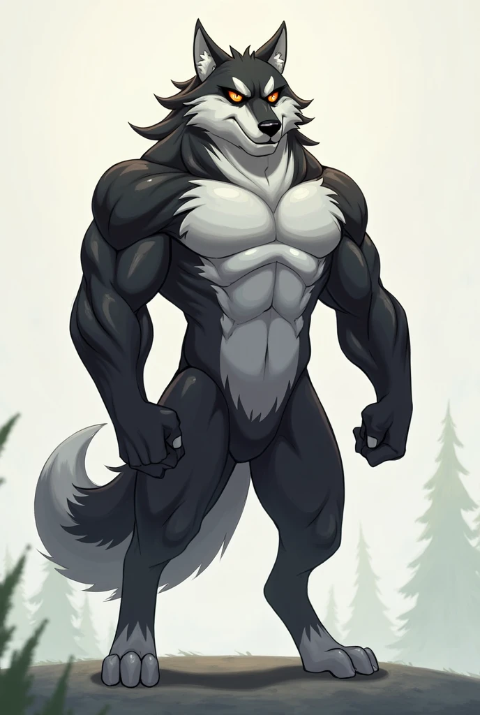 A cute white wolf，ln the forest，Abs，underpant，(Complicated details，hyperdetailed:1.2)，Cinema lenses，Vignette，at centre
