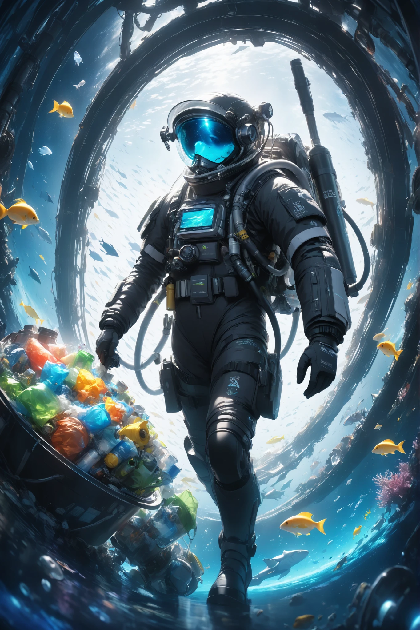 masterpiece,
cosmic_ocean_cleaner,
deepsea_to_space_recycling,
intergalactic_waste_management,
futuristic_eco_warrior,
wearing_scuba_space_suit,
collecting_microplastics_in_abyss,
transforming_trash_into_stars,
zero_waste_universe,
ARROW's_eco_futurism,
intricate_mechanical_details,
glowing_recycling_pipes,
ethereal_underwater_lighting,
galactic_sustainability,
SDGs_in_space