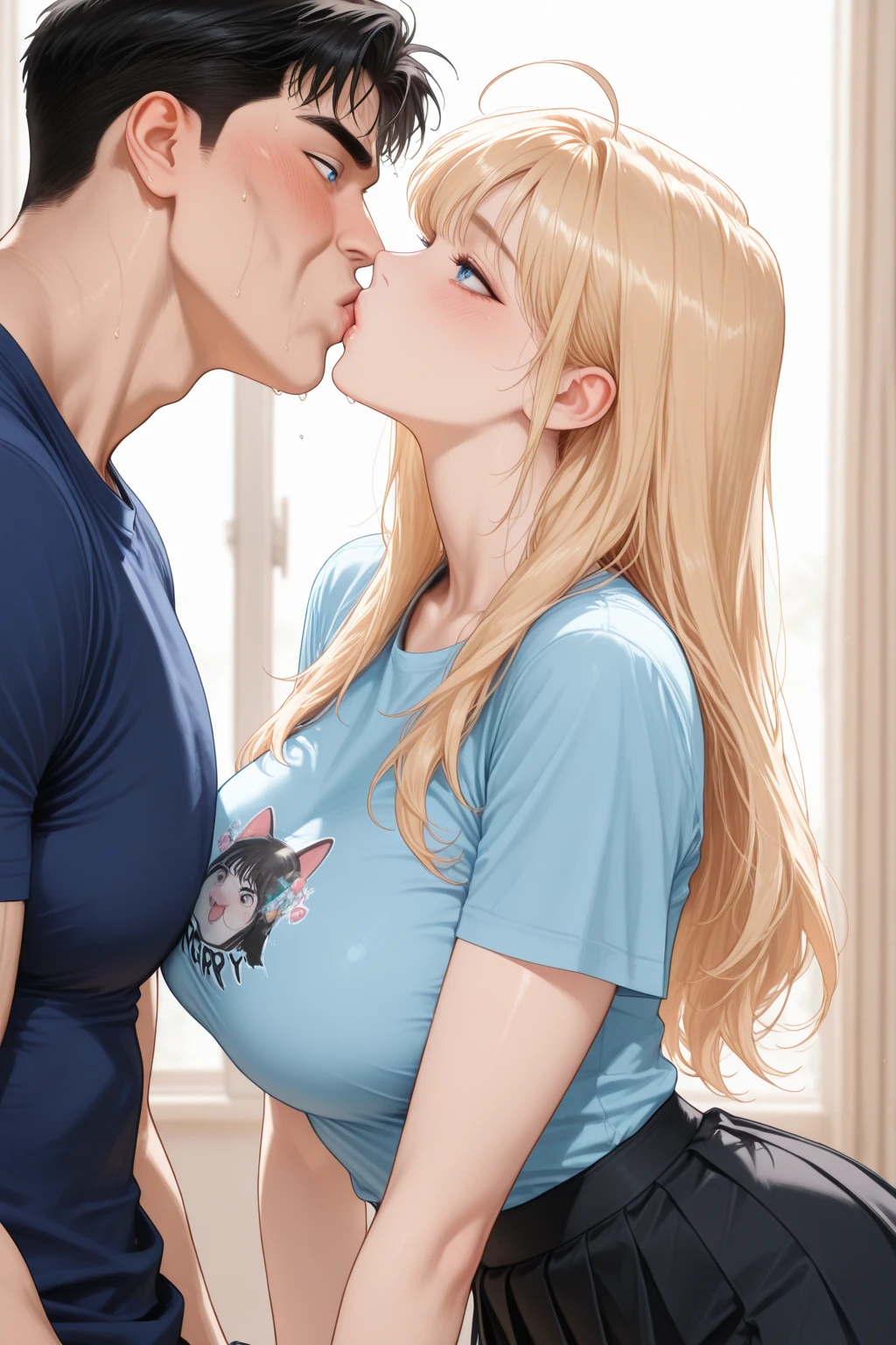 ((1 young son)), (1mom), (duo), sitting, A mom seducing her young son, European 40 year old milfs with their young son with blonde and brown hair, best quality:1.4), (ultra highres:1.2), (8k, RAW photo:1.2), laurenalexis, (1mom, 1son), the mom is showing off their curves, bending over seductively, wearing sexy outfits and short shorts, with their young son, clear eyes, a mom and her young son, ((french kiss)), (small penis)