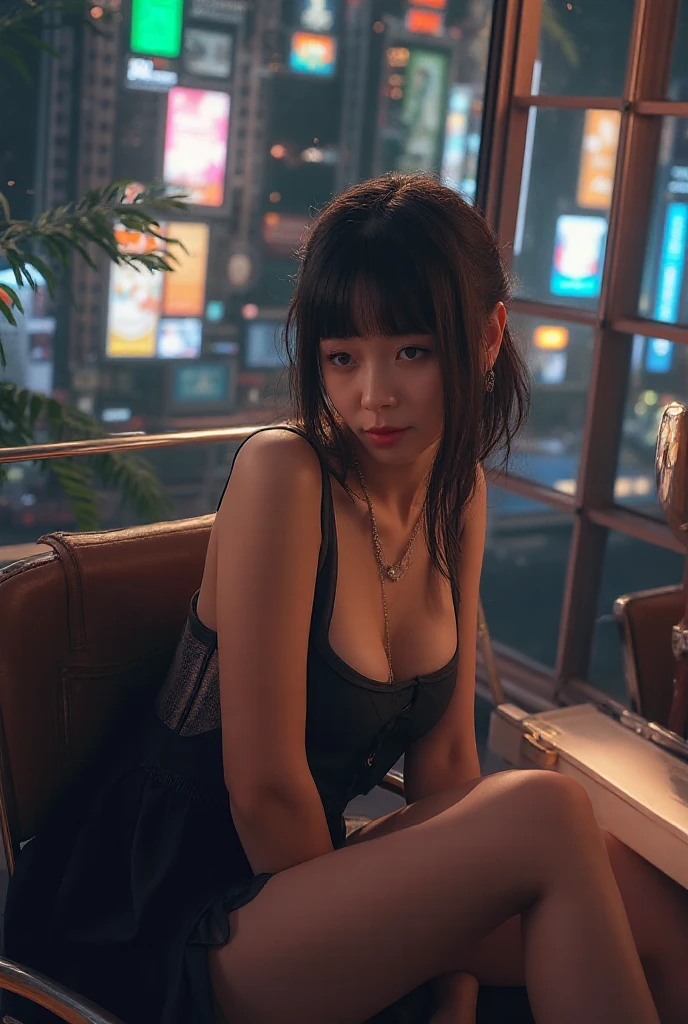 (((Misako Renbutsu)))Beautiful Young Female with ((Twin Braids) covering Bust) (Flashing Crotch) on ((Dusk Train)), (extremely delicate and beautiful) Detailed Closing Texture, Professional portrait of SemiNude photography, (((Unbuttoned cardigan with red beltbra:1.37) White Athletic Shorts)Navel), (sitting_chair) {leaning back|(knee up to chest)}, (Motion blurred window){(Tyndall effect)|lens flare|Haze|bokeh} ZoomLayer (Oodles Blurred Colorful Lights (Starry particles)), (TopQuality Masterpiece of 8K Ultra-detailed DigitalPainting by Jeremy Lipking), (Clearly visible the Shape of Crotch), (extra leg:-1)
