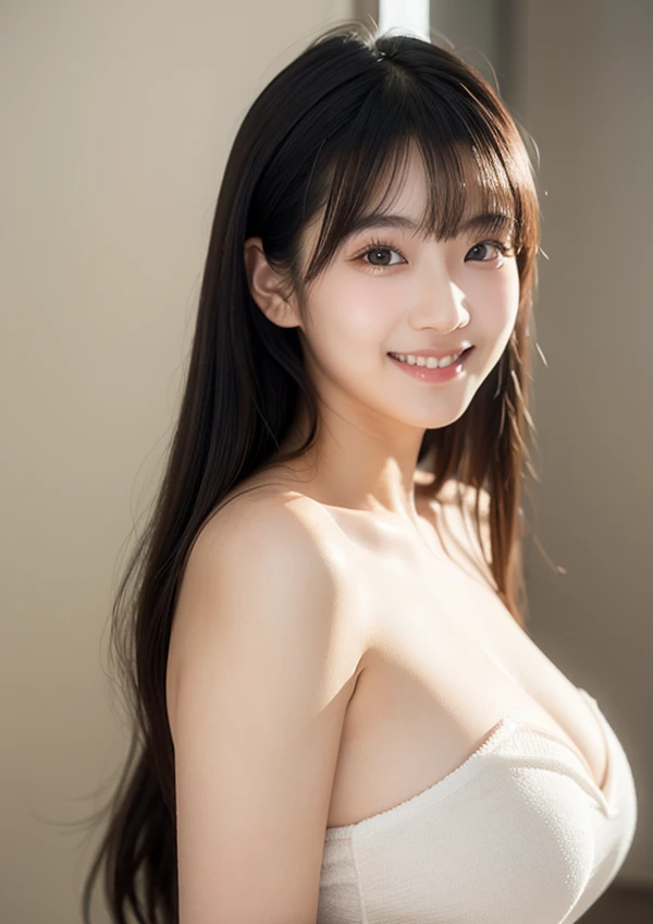 highest quality, masterpiece, Ultra-high resolution, (Realistic:1.4), RAW Photos, Very detailed, Perfect Anatomy, One Girl, 18-year-old, The most famous Japanese actresses, The background is a bright tropical beach, ((白くて光沢のあるflashyなウルトラTバックビキニだけを着て)) ,Twinkle smile, upturned coccyx, Super cute face like a popular actress, very beautiful big black round eyes, Very beautiful shiny straight long black hair cut, Very beautiful realistic skins, Very slim and beautiful shoulders, Very shapely and beautiful large breasts, Extremely beautiful and well-balanced perfect body, Very beautiful little cute ass, Detailed face, fine grain, Detailed Hair, Detailed and realistic skins, detailed shoulders, Detailed chest, Body perfect in every detail, flashy, A white, shiny ultra-thong bikini swimsuit with attention to detail, Detailed hips，Full body photo