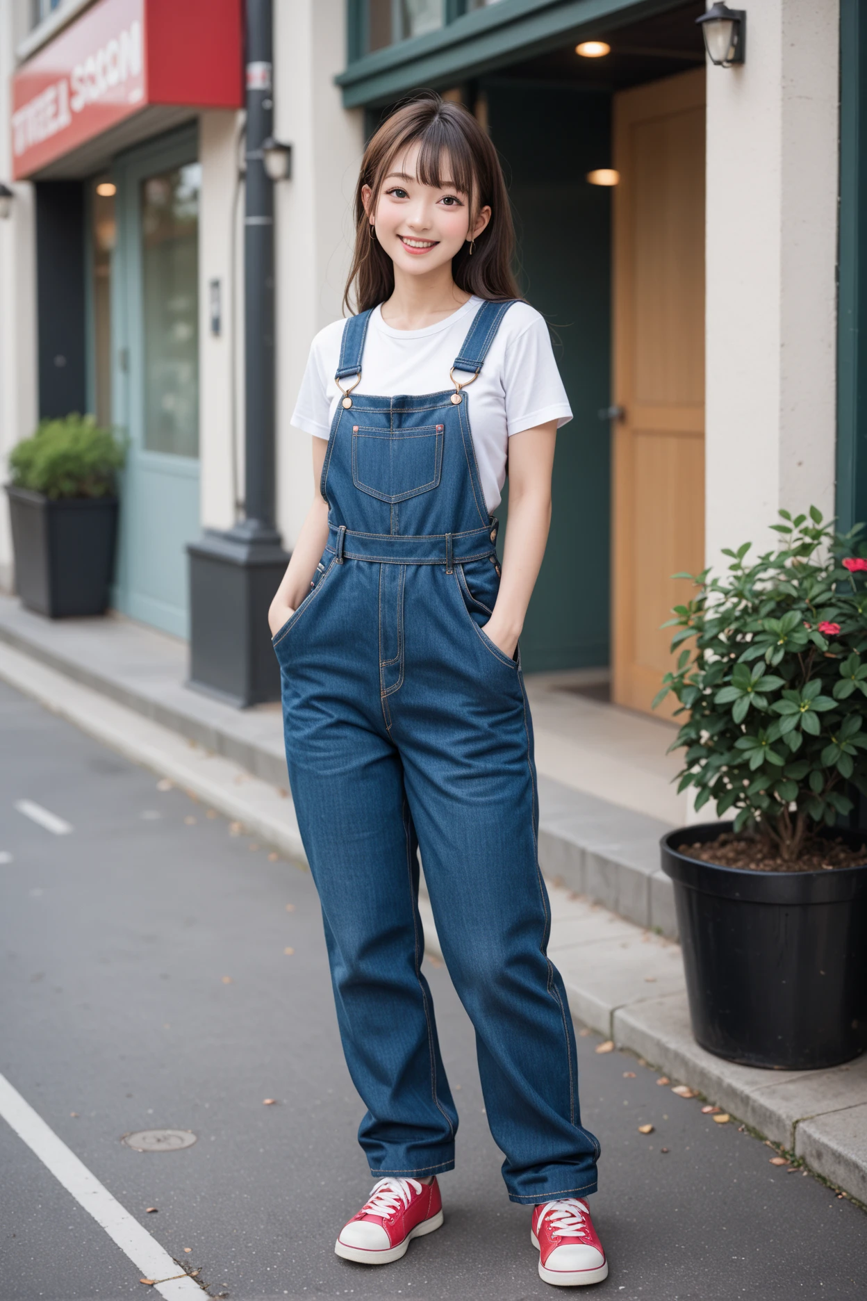Girl headphone overalls Roller skating