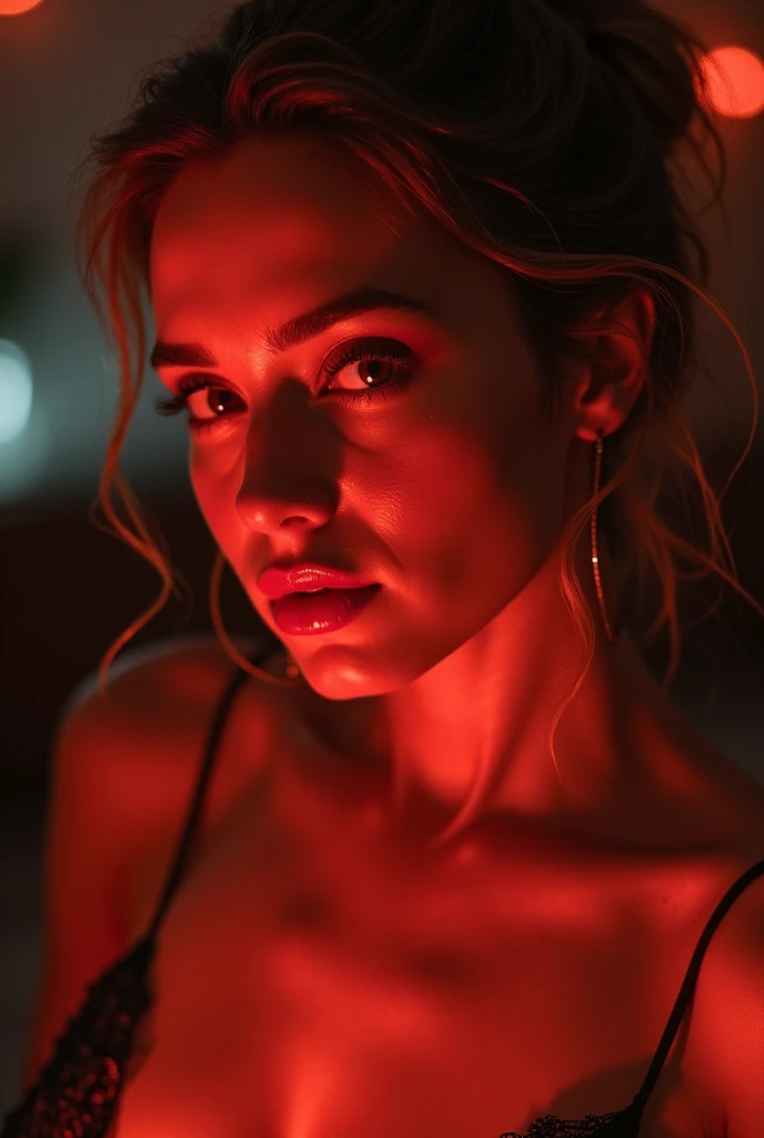 A stunning portrait of Lisa from Weird Science young and beautiful, hyper realistic, real portrait, backlit, exquisite features, cleavage, sexy, seductive