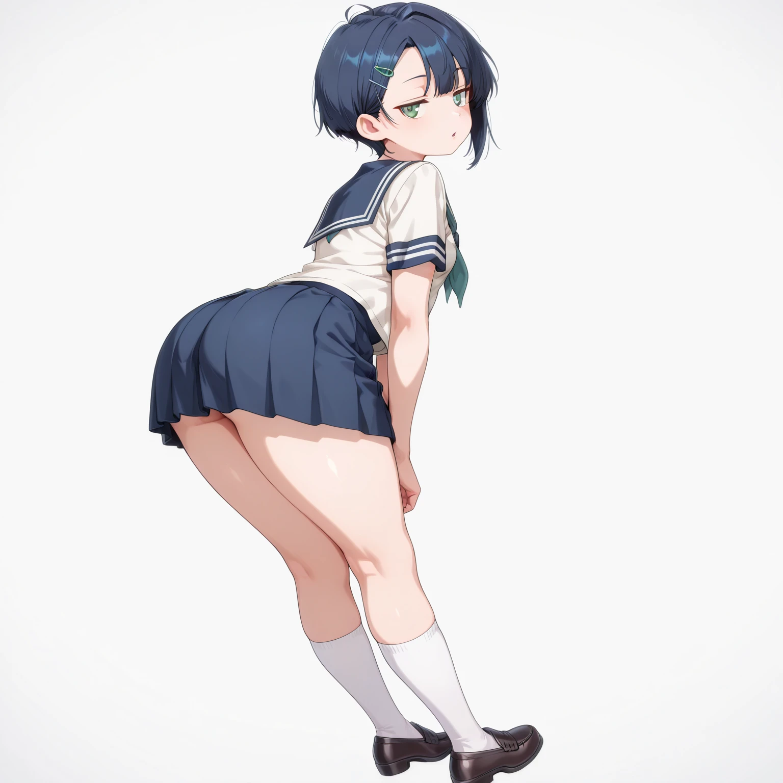 (masterpiece), (Highest quality), One Girl, Sexy Doll, completed naked, standing, classroom, black hair, twintails