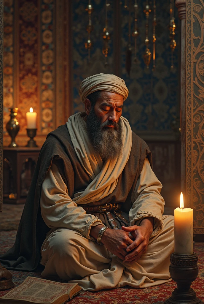 The Charismatic Arabian Merchant, donning white Arabian Desert Outfit at his tent, at bright starry night, big silverish detailed full moon, insanely detailed and intricate, ornate, cinematic photo realistic digital artwork of Don Lawrence, Professional lightroom color grading by Kenneth Hines Jr., artistic style director by Tim Burton, trending on artstation, sharp focus, studio photo, intricate details, highly detailed, by greg rutkowski