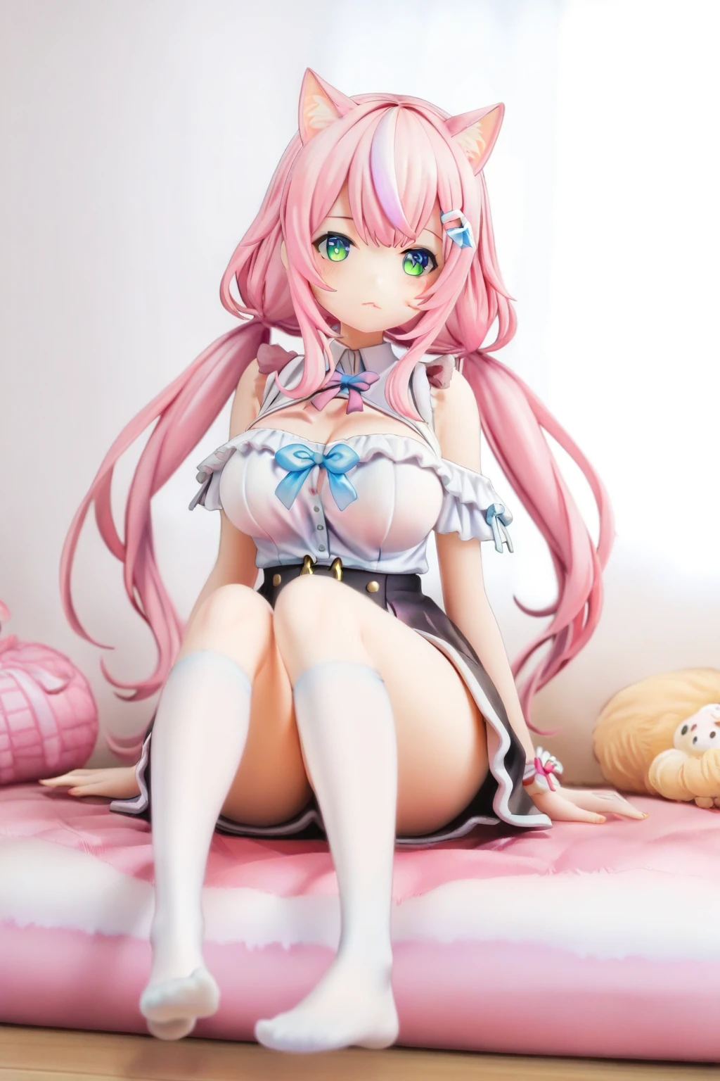 NSFW, Sakura hair color twintails, white kimono, very big breasts, Micro bikini with white and blue stripes, white and blue striped panties, Ecstatic smile, very out one's crotch, Masturbation with mouth open, creampie, very meny sperma, open the outfit,