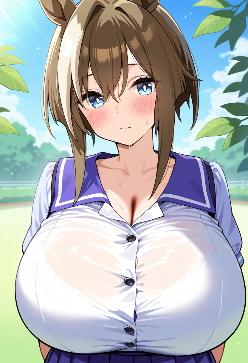woman、Big Breasts、Embarrassed blush、Poke out your lips