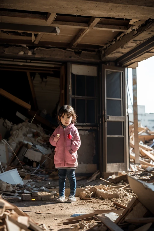 earthquake，大earthquake，Remains Cliff，Broken building ruins，Little girl asking for help，Personnel escape