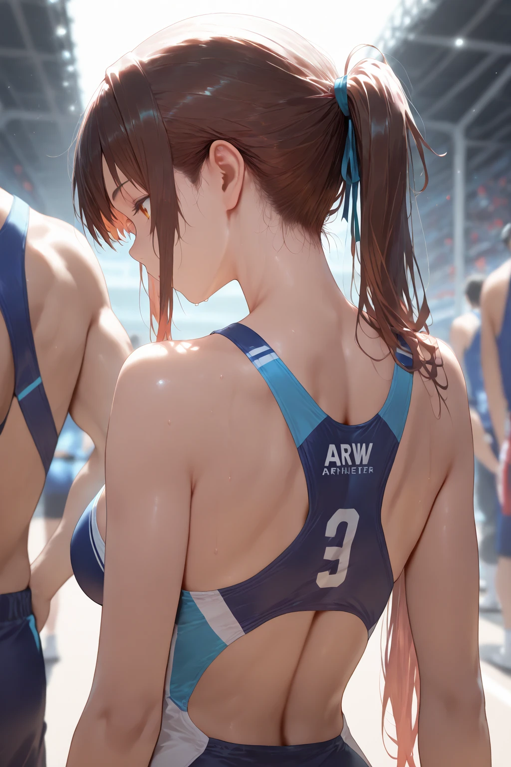 Three girls having fun by the pool, lewd: 1,2, hentai: 1,2, NSFW: 1,2, lesbian: 1,2, grabbing each other's ass, kissing, blushing, wet sleeveless t-shirt, shorts, anatomically correct, competitive swimsuit, tanktop, wet and sticking to the skin, high-legged, open crotch, camel toe, shot from below, showing armpit, small chest, side breast, W pose sitting, Squat position, both armpit showing, armpit licking, mouth near armpit, neck collar,