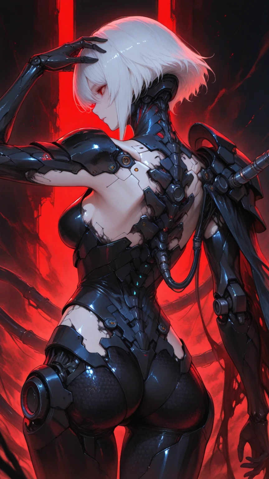 best quality, high_resolution.girl parasite_mecha ,out viscera, peeled skin, guro,