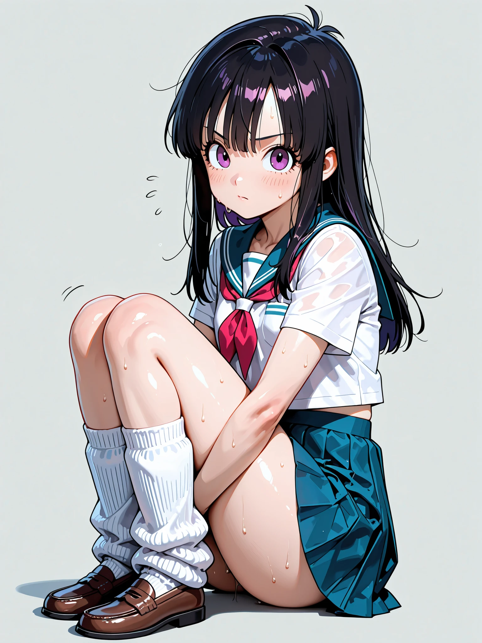 (1 Girl), Black Hair、high school girl、長いBlack Hair, Big Lips, anime, Beautiful Lips,, ((Highest quality)), On the bed、Soft Shading, High resolution, Sexy POV, Big Lips, Big Lips,x ornament, ornament, Duck face, Lip Focus, Glossy Lips、Sweaty、White shirt、skirt、Hot and red face、blush、Ahegao、Baby Face 、smile、2 pairs of unique loose socks、Sit down and show the soles of your feet