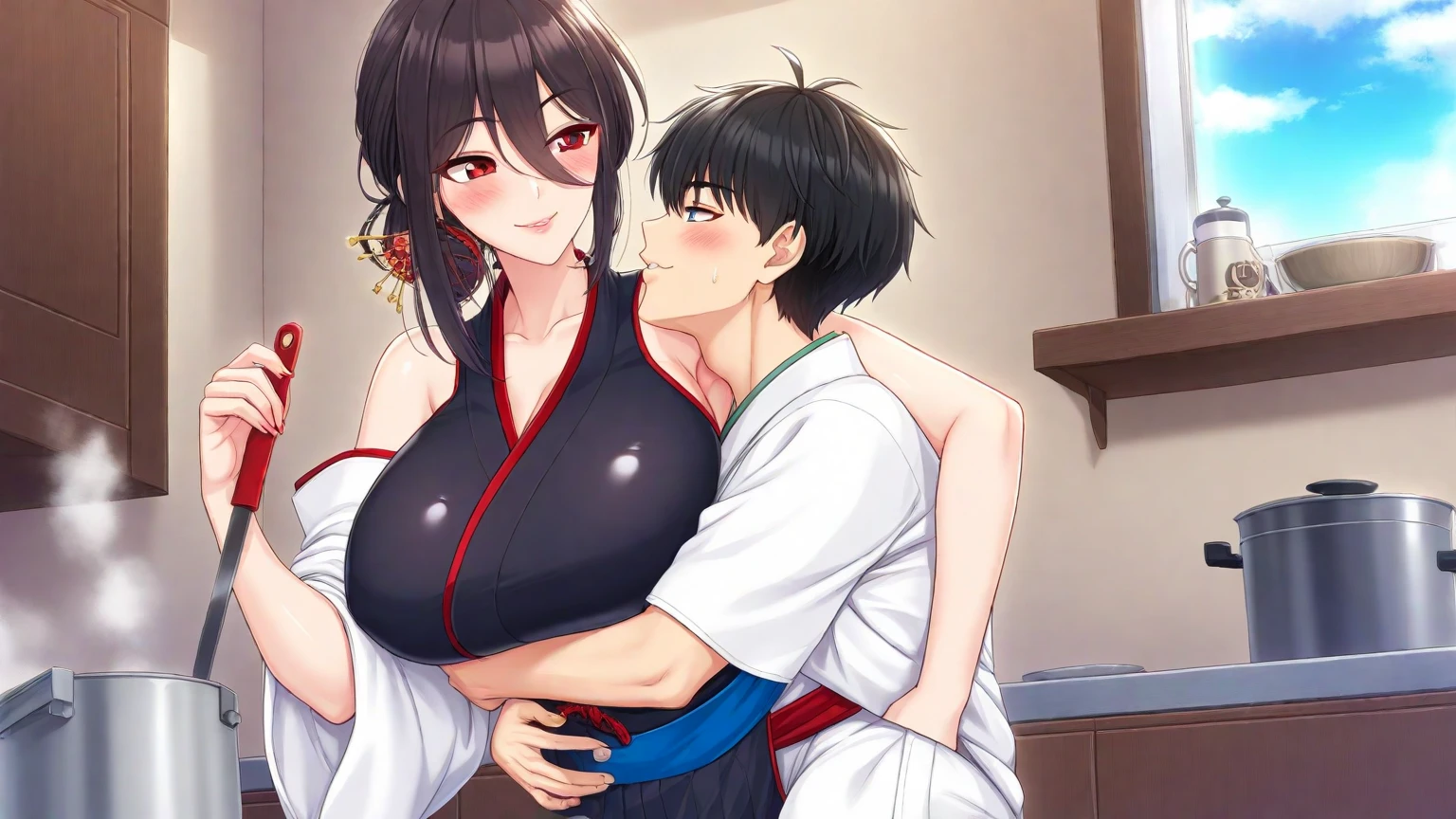 (Photorealistic beautiful female and a man behind her)、Grit your teeth、15 years old、glare、stick out tongue、amazingly beautiful、(Mai Shiranui)、(beautiful Nude body)、(highest quality、8K、32k、masterpiece、nffsw:1.3)、ultra high resolution,(Photoreal:1.4),RAW photo, detailed face,,(beautiful short ponytail hairstyle), nipple、 natural makeup,,rich perfect breasts, wet hair、sweating after bathing、detailed background, Depth of written boundary, beautiful shadow gradation、、thin limbs、thin thighs、((whole body))、pubic hair、sweat drenched body、((Dungeon、prison cell))、Barred、(((red handcuffs restraint)))、nipple is visible、(naked、Nude)、(turn your arms behind your back)、Sit on the floor、spread your legs、(torn clothes on the floor)、((A man rubs my breasts from behind))、((grabbing breasts from behind))、Rope Bondage