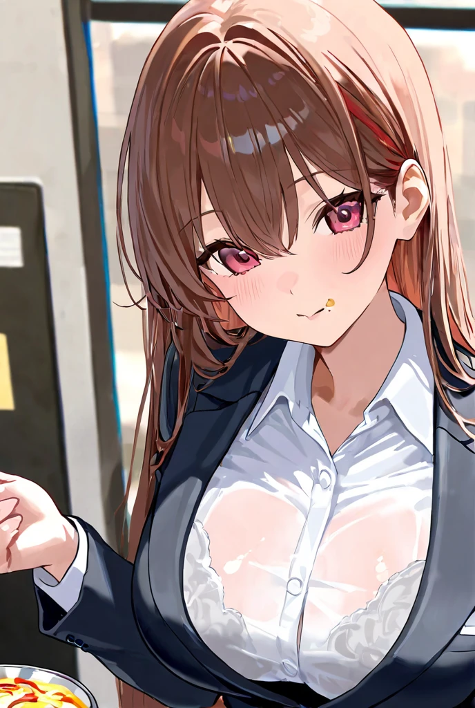 (masterpiece:1.2),Highest quality,Pixiv,Amagi Shino Office Lady,
One person,独奏,Brown Hair,Long Hair,chest,View your viewers,Brown eyes,office lady,OL,blush,shy,
street,night,bus,station,nipple slip from OL
