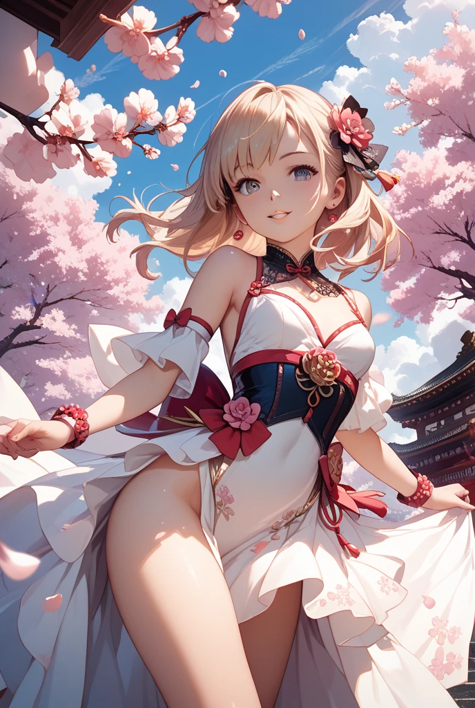 Beautiful woman Maihime flower bush（flower  sea）Maihime Dance Enchanting Dance Beautiful Posture Beautiful Legs Beautiful Ankle  （Holding a beautiful flower in one hand） --auto