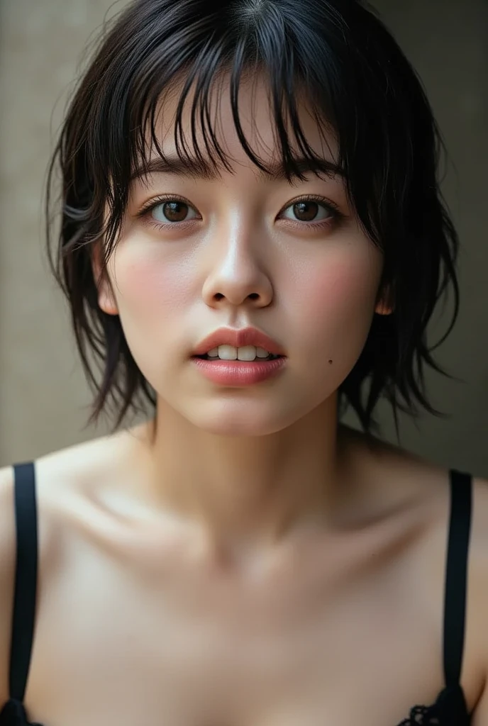 (8k、RAW Photos、highest quality、masterpiece:1.2)、(Realistic、Realistic)、1 Japanese girl、(((30 Years Old)))、(Short hair)、((Black Hair))、((White Lingerie))、((Petite Woman))、skeletally correct