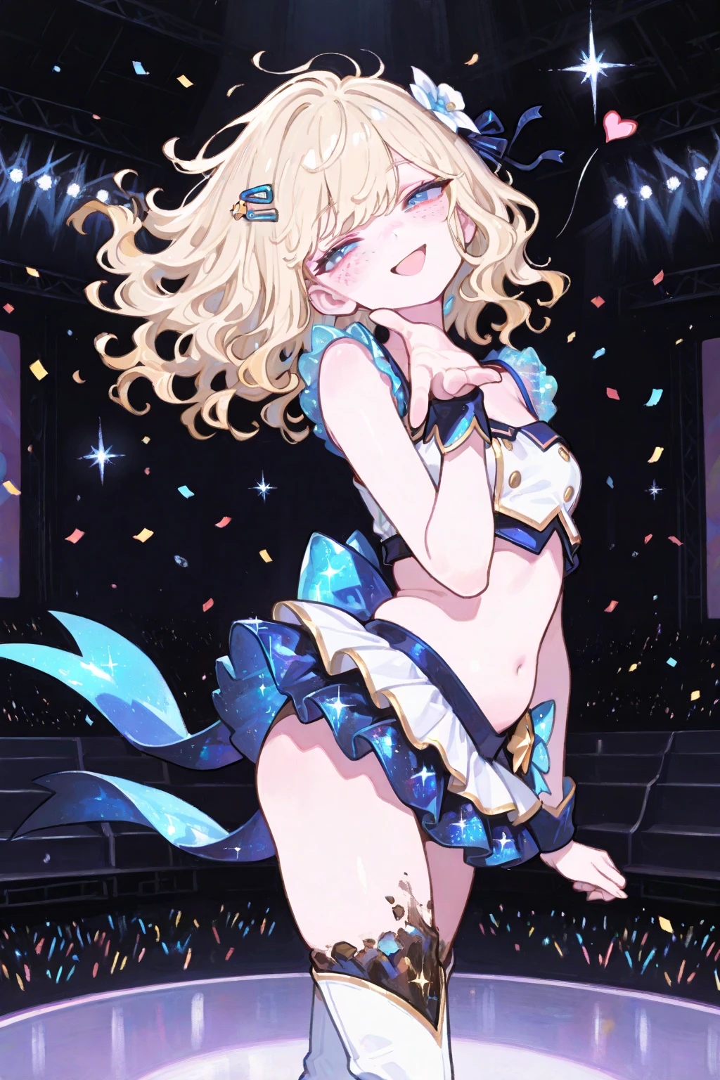 woman　blonde　beautiful girl　singer　cute　Idol　concert　live　audience　White panties　butt