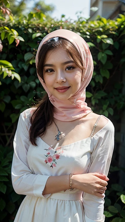top-quality,Beautiful detailed hijabi,Bewitching face,kerala teen model,long lashes,Wearing a colorful (tiny naked_apron),Detailed details,Colossal ,sideboobs, big ,stares at the camera
