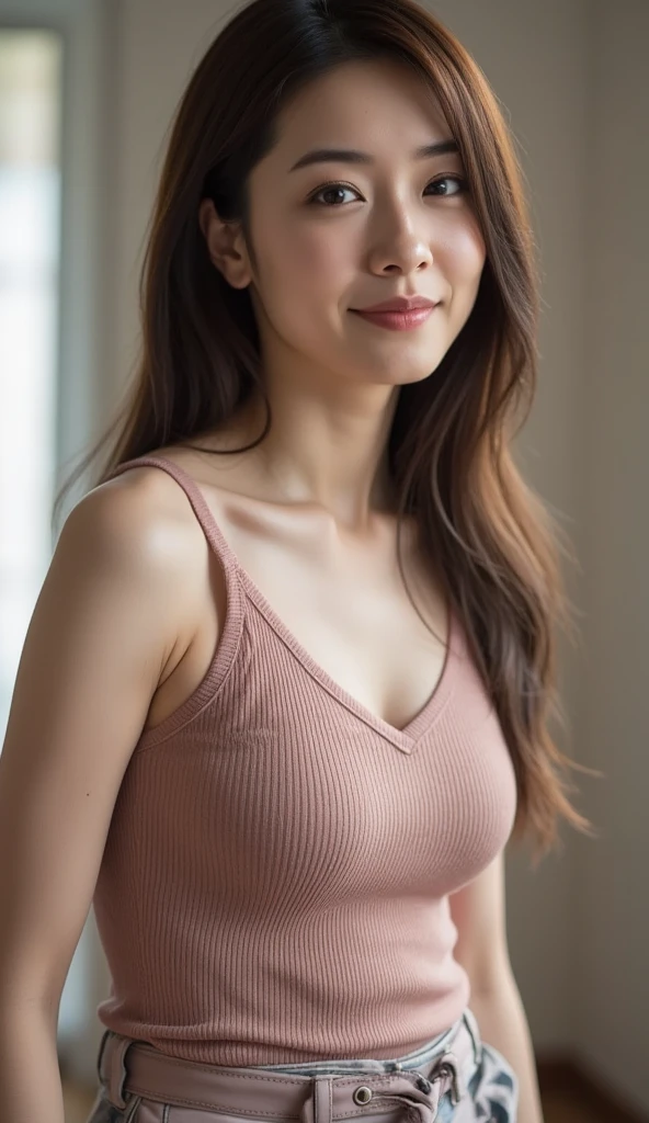 Lens: 135mm f1.8, (top quality), (beautiful 14-year-old Japanese girl), (moisturized lips), narrow eyes, double eyelids, delicate collarbone, flat chest, smile, (spotted Sunlight: not 1.2), Professional lighting, (Small figure), (Tanned skin: 0.2), Full body photo, ((Full body focus)), (Kneeling), Neat honor student, Gradual body, (V-neck T-shirt) Shirt: 1.5), various hairstyles, sunny summer sandy beach, very, very small breasts, underdeveloped breasts, very cute, very young, carrying a shoulder bag across the body.