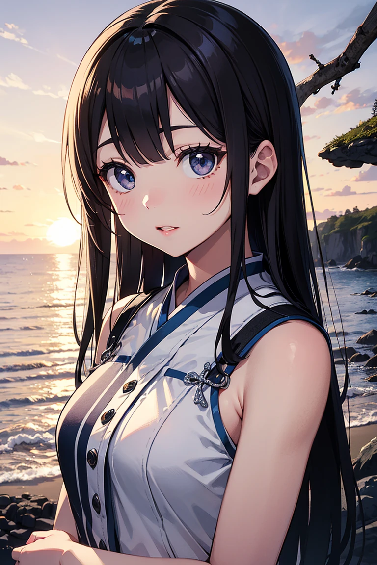 ((Top Quality)), ((Excellent)), (Details),,((Japanese)),10 years old, Black Hair,(Childish face),((Straight Hair)), shiny hair, a Girl ,((small Breasts)), ((Blue Eyes)),masterpiece, shy-smile, ultra realistic, 32k, extremely detailed CG unity 8k wallpaper,((overhead shot)),from above, ((extreme_close_up)) ,((Emphasize the cleavage)), best quality, soft lighting, solo, Straight Hair, blunt bangs, hair bow, hair ribbon, ribbon, ((white dashiki)),((white dashiki)), outdoors, (Grassland), lake, 1girl, black bow, cate , stunning environment ,vibrant colors ,((extreme_close_up)) ,