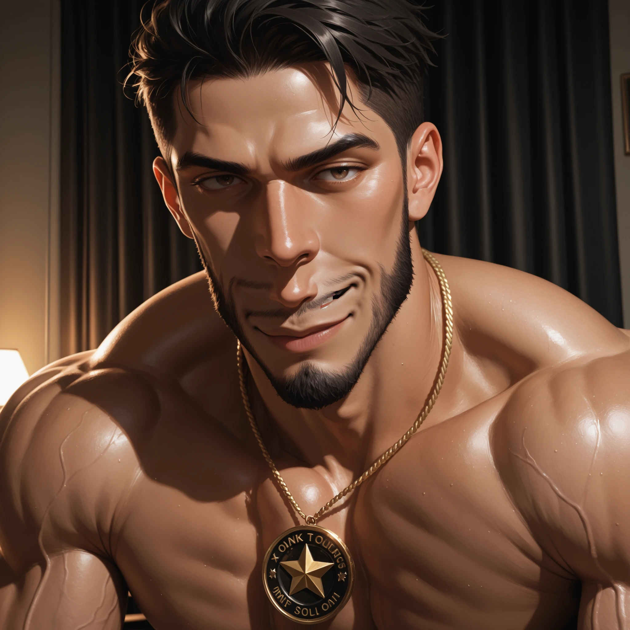 a man wearing Compression shirt and gym shorts , city skyline <lora:fic-Fufu2:1>