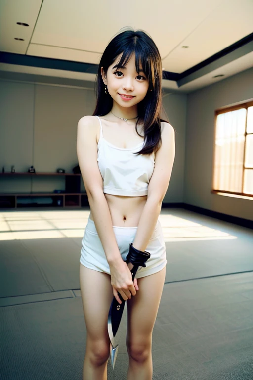 ballerina, A beautiful swan-like figure, (Highest quality,16K,Highest Resolution,Tabletop:1.2),Very detailed,(Realistic,Realistic,Realistic:1.37), flexible legs, 13-year-old female, Random Hairstyles, Accentuate your waistline, Light background, Flexibility is key, No panties、bottomless、Taking off panties, Pink tutu, Demonstrates leg flexibility,
