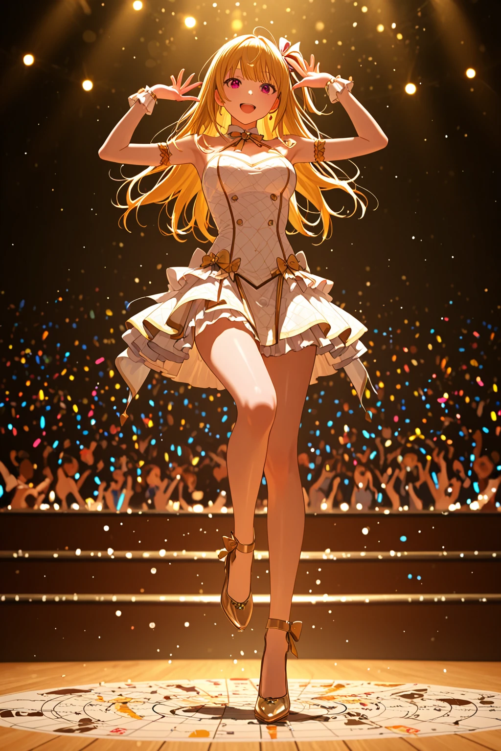((Highest quality)), ((masterpiece)), (detailed), (Perfect Face)、The woman is Reika Aoki, a Latin American with dark skin and medium-long blonde hair.、A woman is dancing the lambada in a lambada costume in South America
