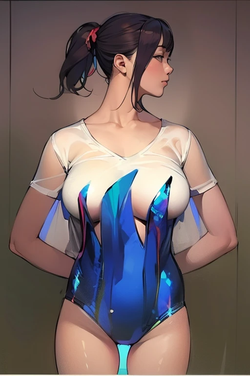 Best quality, 4k, high resolution, body stuck dress, perfect smile, gorgeous, light skin, (ichigo),blue hair, wearing bodystuck suit, stuck in body, bodyfit outfit,
1 girl, short hair (malt''s haristyle), solo, seductive look, elegance and charm, (masterpiece, best quality, high resolution), looking at the viewer, standing, (intricate and beautiful:1.2), (detailed light:1.2), (soft light, side light), (high resolution textures) , holding leash in hand(chain leash), outdoor, Burmese girl,wearing bodfit outfit(white colour) with blue line ,wearing gorgeous jewelary, wearing harness over the outfit ,outdoor background, sun light, attractive, sexy, mature and hot, young,(masterpiece:1.3), (disorganized:1.3), (highest quality:1.3),perfect anatomy,detailed face, front angle, perfect right hands,looking at viewer, (Super detailed:1.3),(best shadow:0.7), (treated hair),fine eyes, beautiful eyes, 1 middle aged woman, alone, standing, crystal earrings,closed_mouth, arm_behind_ rest outdoors,Thick thighs, thick ass, big ,arrogant face,