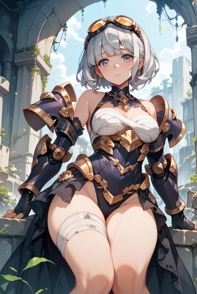 (masterpiece, best_quality, ultra-detailed, immaculate:1.3), epic, illustration, heavy knight lord villainess, sexy armor, pauldrons, bright silver hair, short bombshell hair, pigeon-toed, in a marketplace, in a subterranean, Chinese zen garden, bombshell hair, indigo hair, bob cut,Hip Length Hair, all fours<lora:EnvyCuteMix11:1>