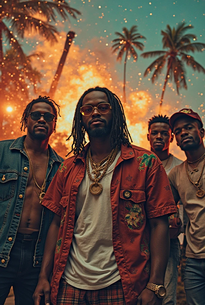 28-year-old men, brown skin color, behind him is the Caribbean Sea, making signs with his hand --auto