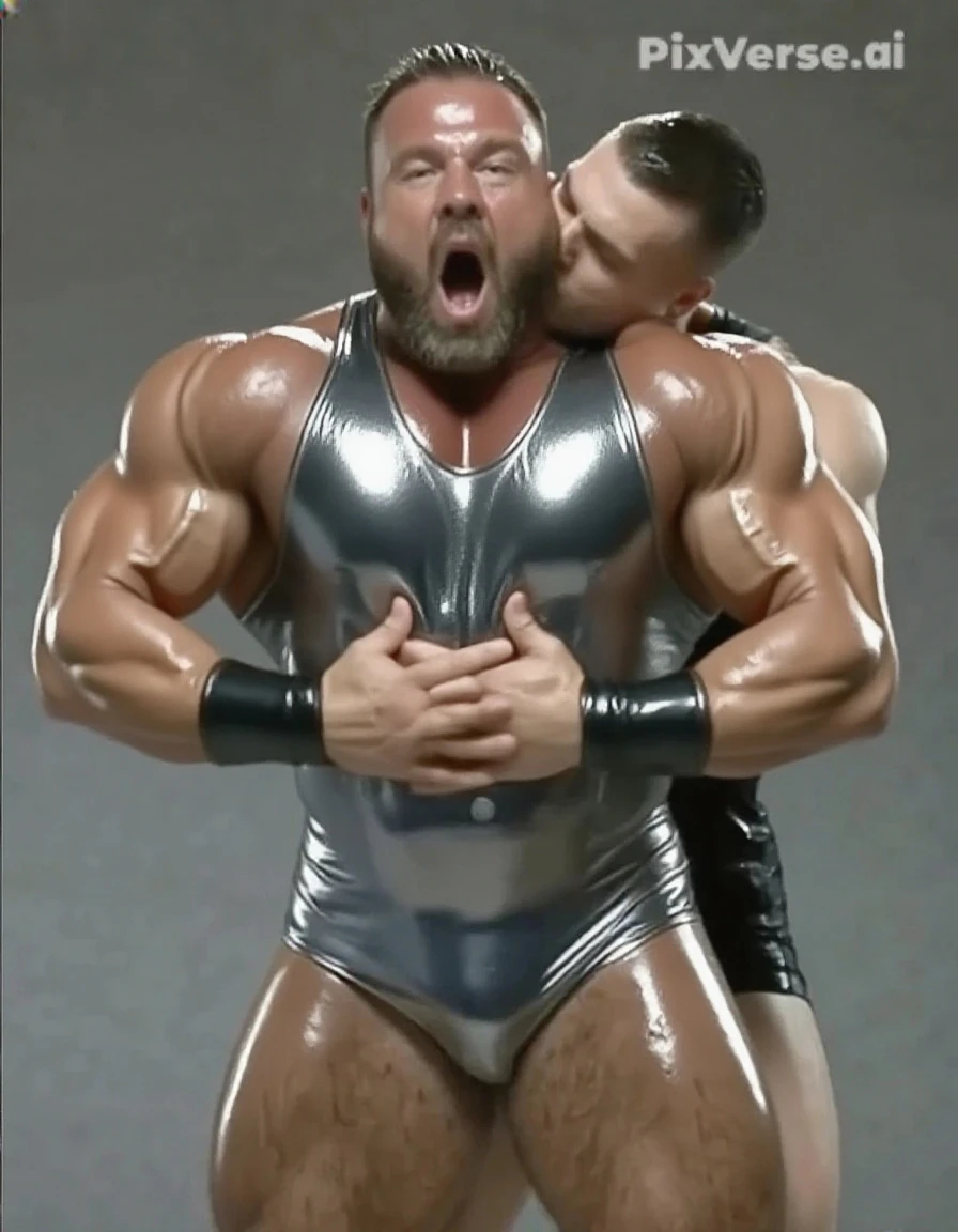 ２A person's upper body is naked and an elderly Japanese male bodybuilder is、２Two people are hugging, looking into each other's eyes, and kissing.。
Large muscles。A large belly。thick limbs。
２The man is only wearing a jockstrap.。
２The person has sun-burnt skin。
２人はwhole bodyがとてもHairy。
Statue。whole body。Hairy。Ecstatic expression。
Highest quality。Entirely in sharp focus、Highest photo quality。