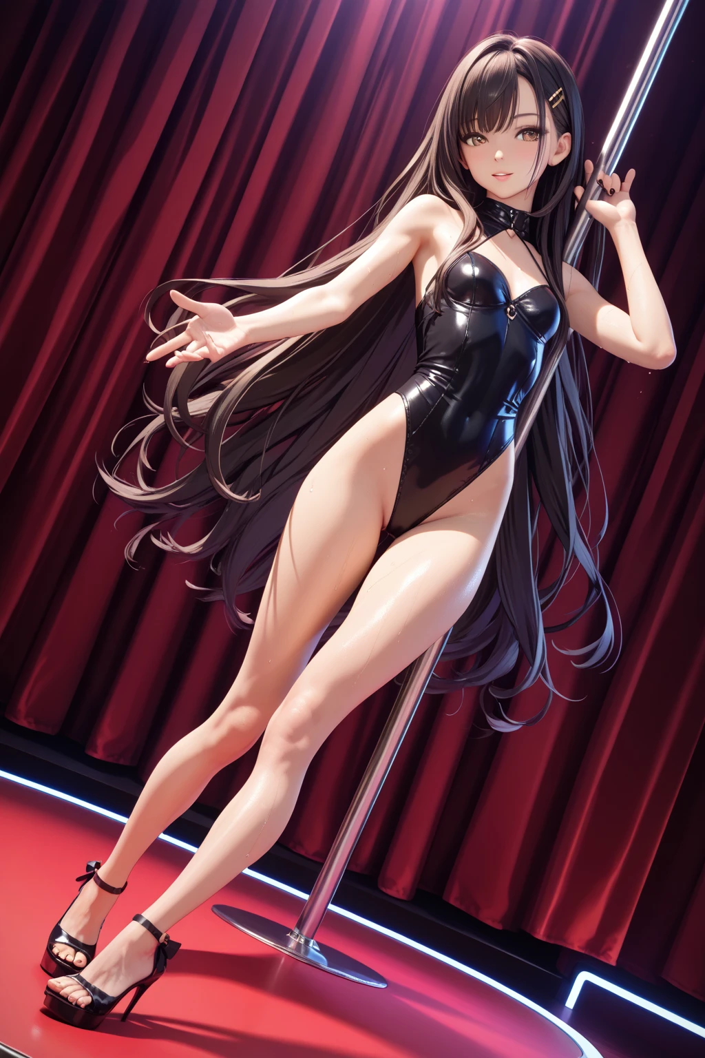 best quality, masterpiece, gold eyes,bikini ,sexy dress, full  body,shizuka,hot,hair strand,Fair skin,side braids,beautiful ornaments