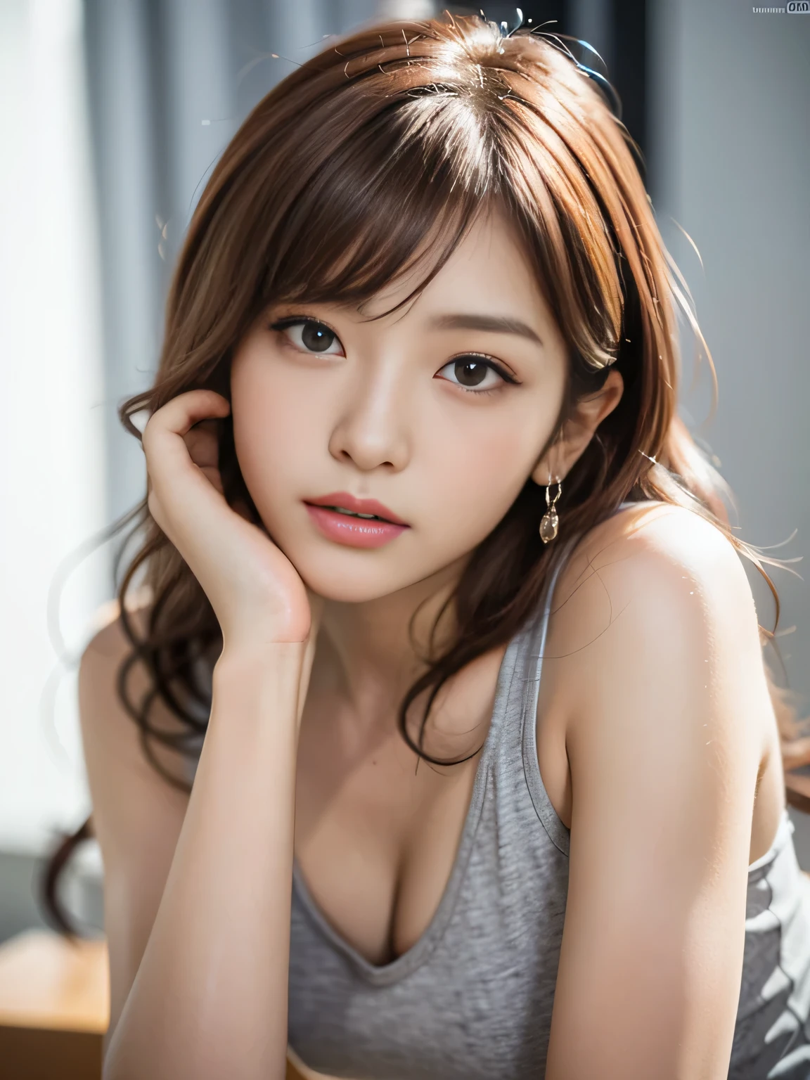 (masterpiece:1.3), (8k, Realistic, RAW Photos, Best image quality: 1.4), Very cute idols of Japan、(Random Hairstyles:1.2)、Cleavage:1.2、Highly detailed face、Attention to detail、double eyelid、Sharp focus:1.2、Beautiful woman:1.4、Light brown hair、highest quality、masterpiece、超A high resolution、(Realistic:1.4)、Highly detailed and professionally lit faces、Tight Bikini、Shoulder out、Natural Makeup、Plump、Crouching、Dimples、