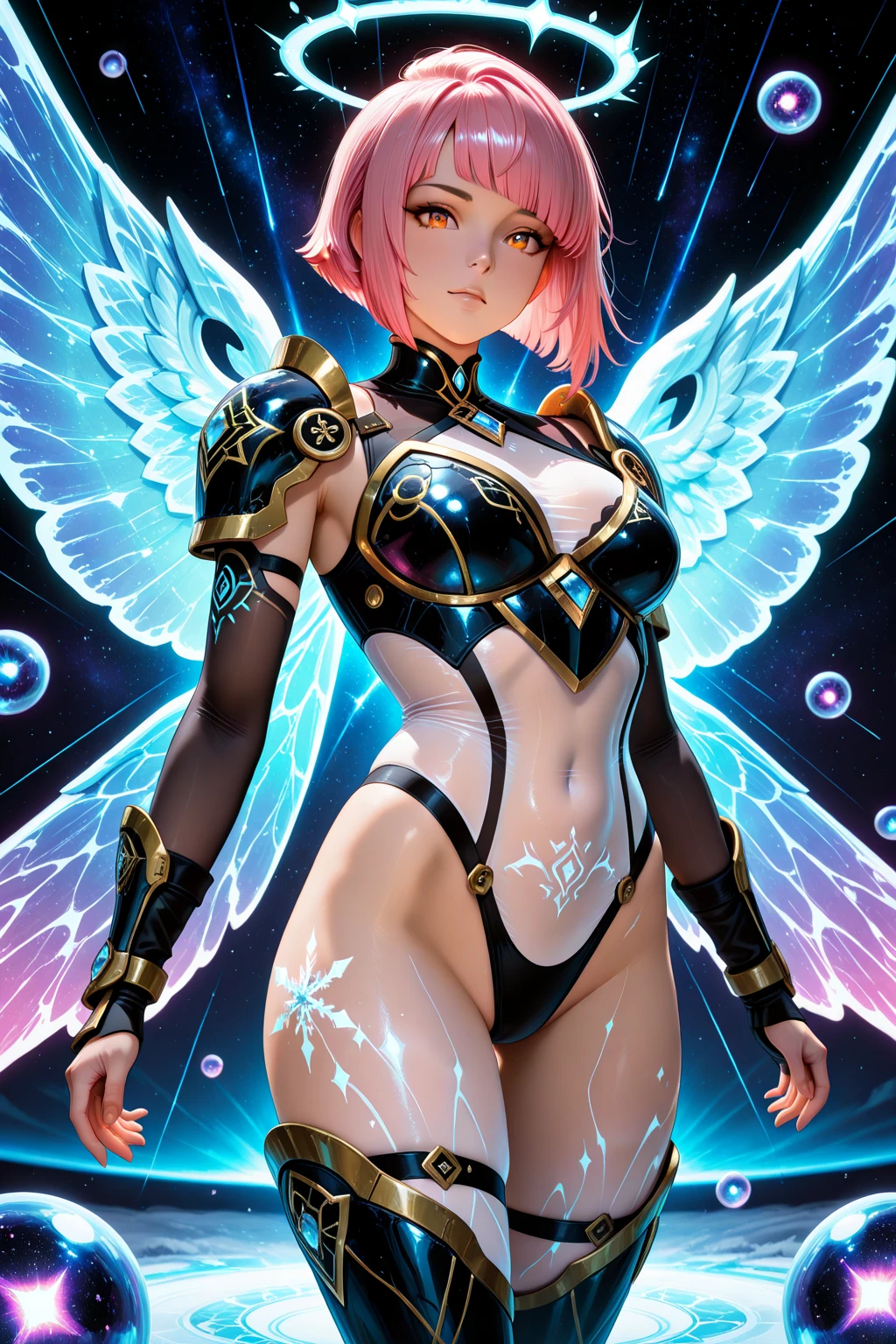 1girl, solo, full body, Elf ear, Wing, Taoist, Mecha, machine, Blank background, Mechanical leg,very fashion, Trendy clothes, (Fluorescent color:1.5), (Laser violet:1.1), Fluorescent pink, loli, petety, chibi, Mecha, skin, illustration, pixar, masterpiece, best quality,cbpkv5,skin,fox ear,Realiy,fantasy,3DMM