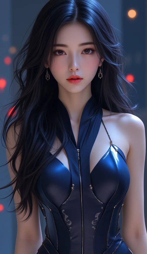 full hd 8k, Girl standing in front of a dark night scene, full moonlight reflecting on her beautiful face. Her long, silky hair was gently blown by the night wind, creating a gentle and romantic feeling. She is walking on a large beach. She looked up at the starry sky, as if searching for something, her eyes showing a pensive and lonely look. The full moon shines in the night sky creating a beautiful scene. The girl has long, silky hair, creating a luxurious and noble beauty. The moonlight shines on the girl's delicate face, highlighting her large, round light brown eyes, creating a natural, gentle beauty. She wore a little sexyly red bikini to create a sexy beauty. Her plump breasts were exposed, revealing her plump and extremely sexy breasts. These images capture detailed panoramic portraits and views of the sky and sea. All create a beautiful, wonderful picture that makes people unable to take their eyes off the scene. All of these details are depicted clearly and sharply, creating sexyly poses,