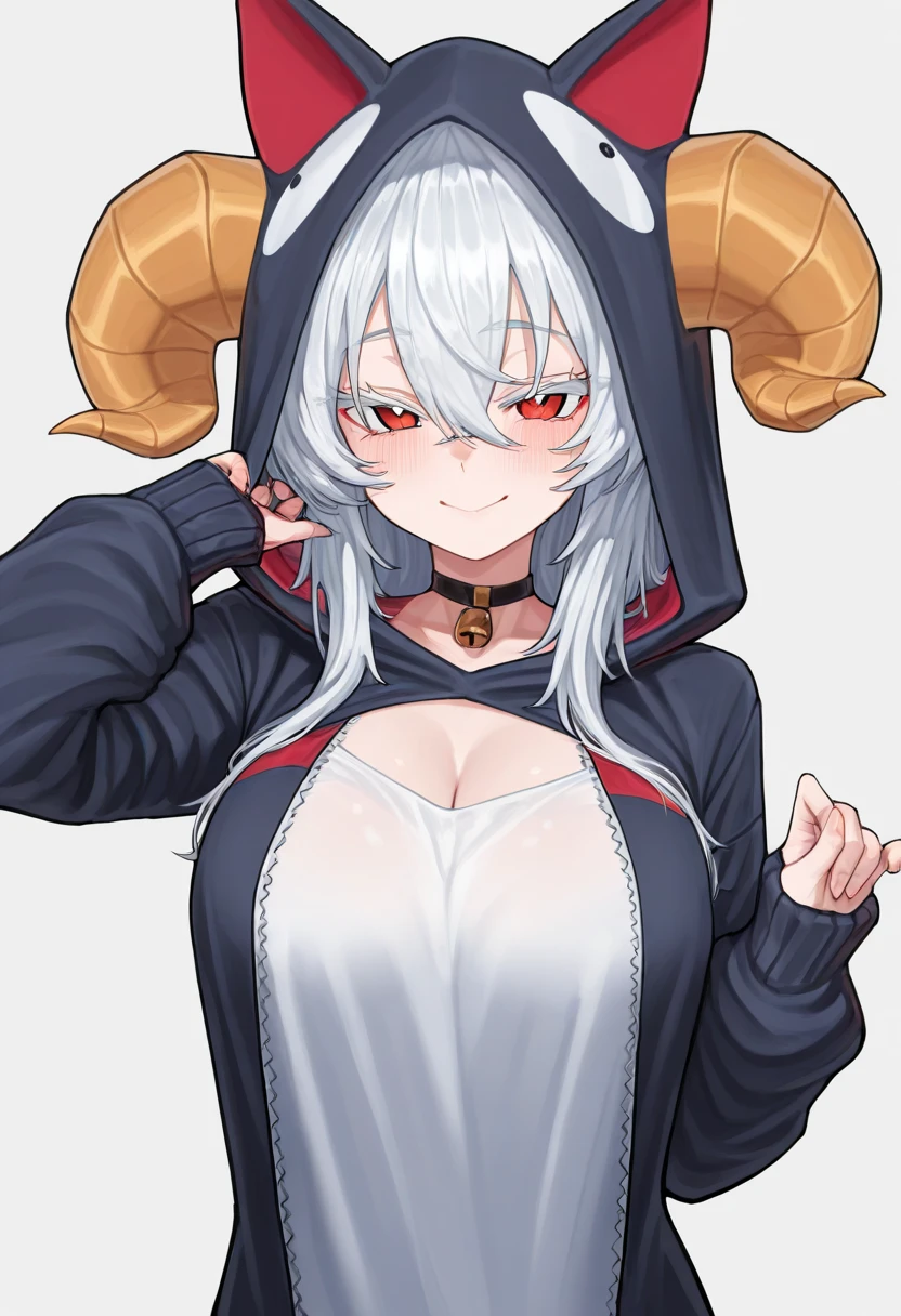 Wolfie, hells, 1girl, solo, furry character, leather pants, shoulders furry, breasts, wolf ears, white skin, yellow eyes, sexy pose