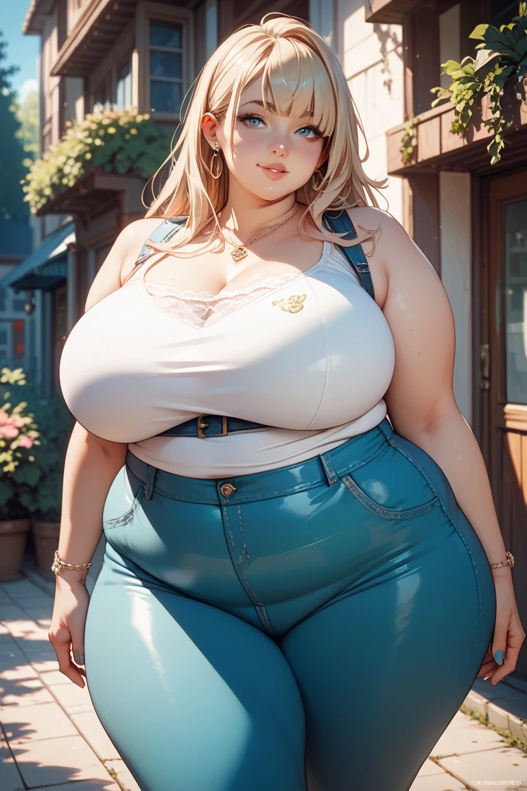 Big breasts, 1girll, ((Blonde hair)) ((Wolf Girl)) The left eye is blue, The right eye is grayish-white, Has an extremely sexy body, Plump breasts and slender waist, and extremely sexy body, Wear sleeveless tops, thick and short , Has a bold look. Young, quality, Realistic, Best quality, rain, Walking, park