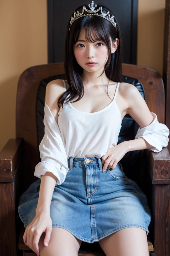 highest quality、4K quality、Man Sitting On A Chair、Girl in off-the-shoulder casual clothes riding on man、a man puts his hand inside a woman&#39;s clothes、Sex、The woman has bare legs